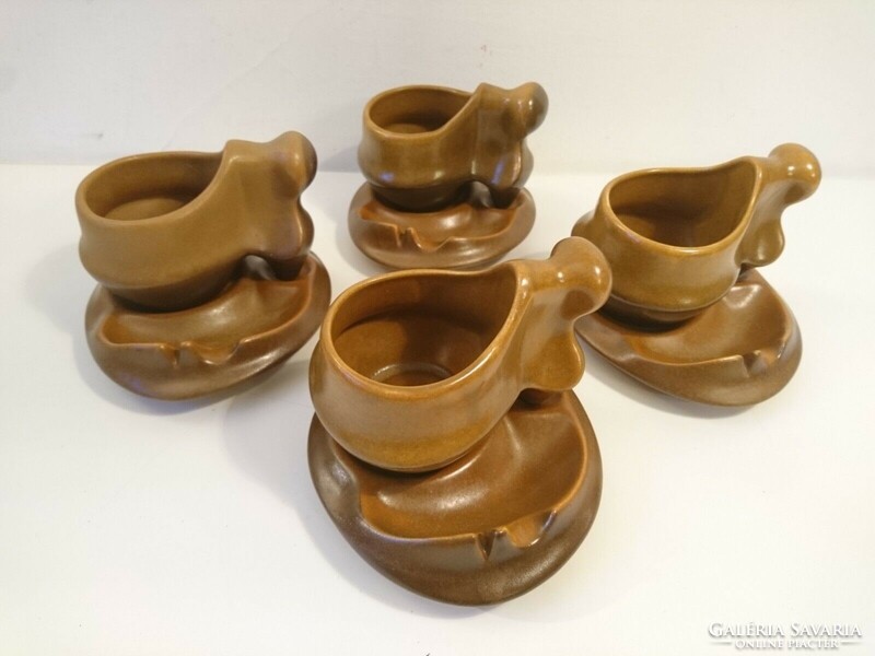 Rare earthenware sighisoara biomorphic design mid century modern tea cups from the 60s 70s