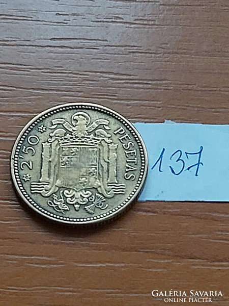 SPANYOLORSZÁG 2,50 PESETA 1953 (54) Francisco Franco, Alumínium-Bronz  137.