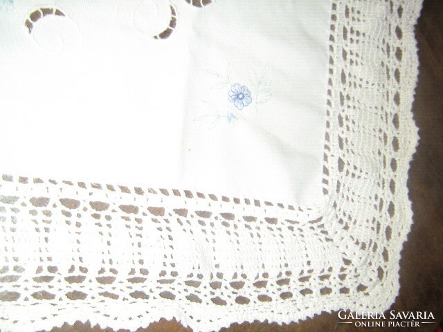 Beautiful handmade crocheted machine embroidered tablecloth