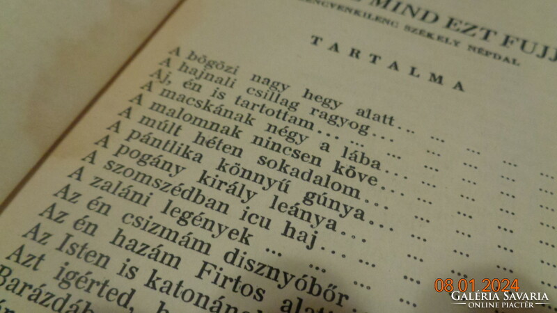 A fülemüle mindezt fújja  99 székely népdal   : Tiboldi József  1940 .  Rózsavölgyi és Tsa.