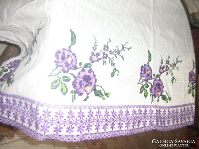 Beautiful embroidered floral madeira lace stained glass curtain