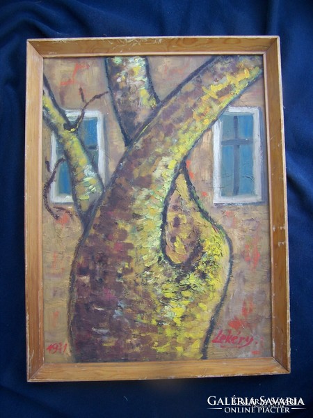 Ismeretlen művész 1971 : Az elfelejtett udvar  Olaj, farost, 39 x 29 cm.  Jelezve jobbra lent: olvas
