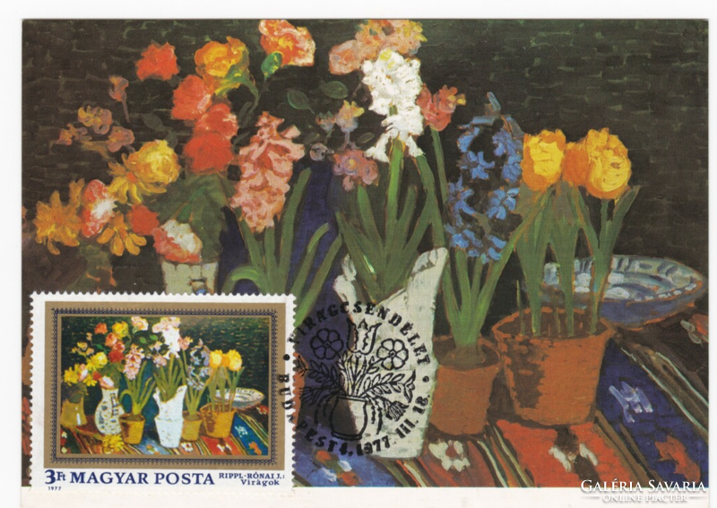 József Rippl-rónai: flowers - cm postcard