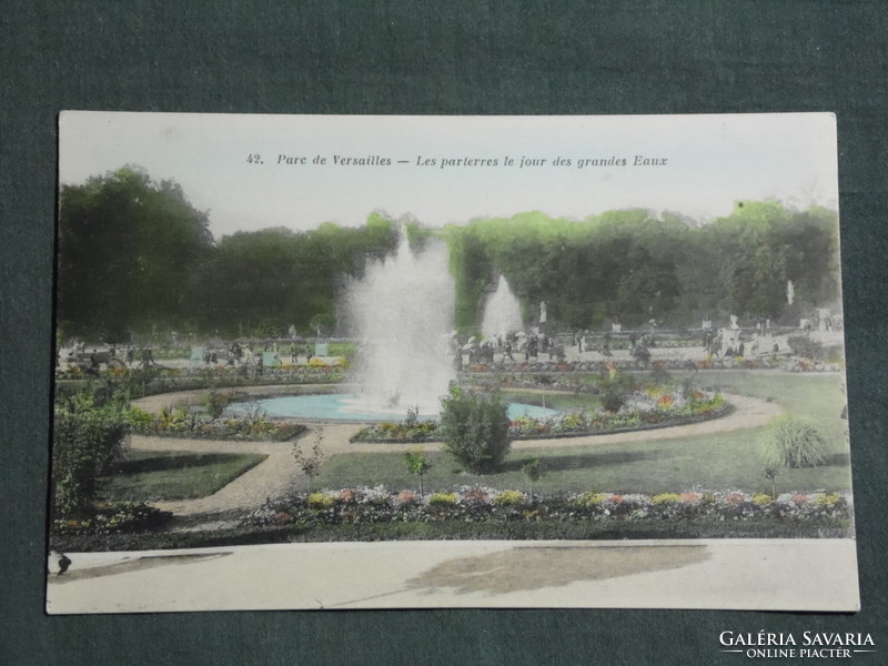 Képeslap, Postcard, Francia, állami park ,Parc de Versailles Les parterres le jour des grandes Eaux