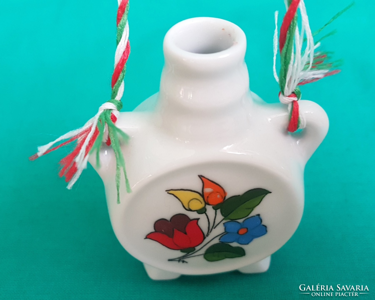 Original hand-painted beautiful Kalocsa porcelain mini water bottle, Hungarian gift, souvenir