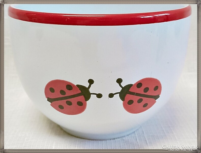 Huge, retro West German waechtersbach porcelain earthenware mug with ladybug pattern