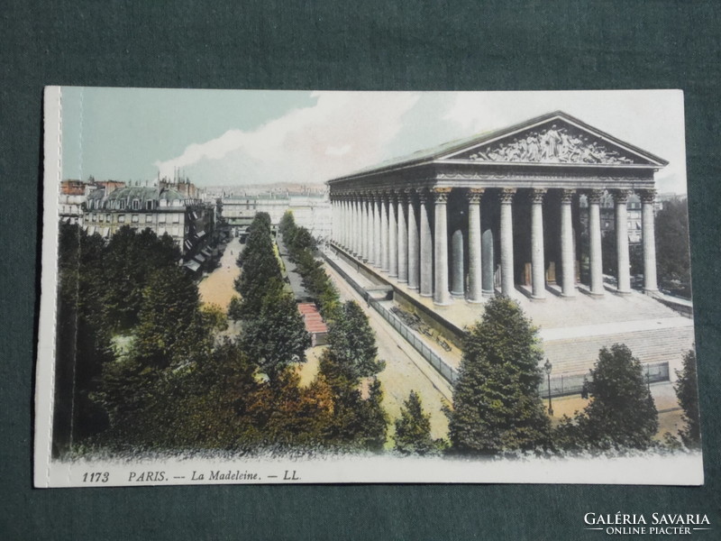 Postcard, French, Paris. La Madeleine, Paris Madeleine church, view detail