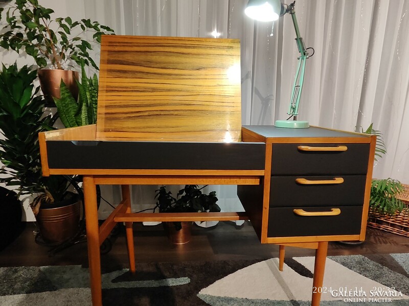 Carefully restored retro mid-century desk with opening lid