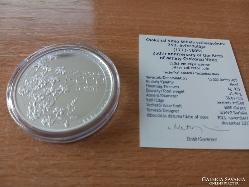 Csokonai Vitéz Mihály születésének 250. évfordulója ezüst érme