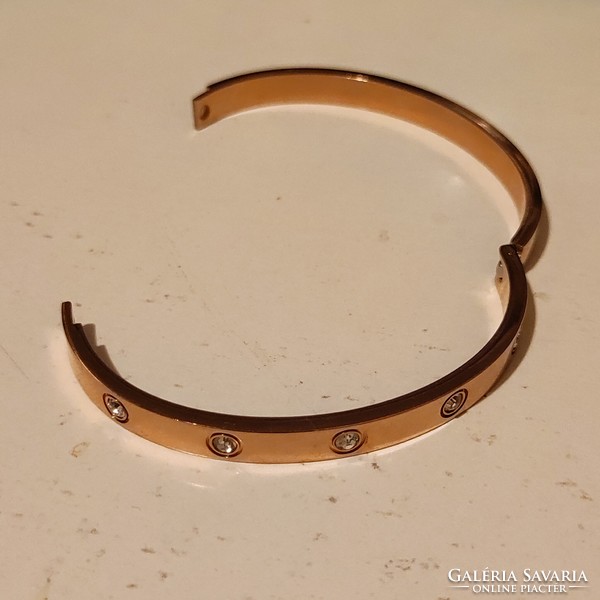 Cartier-style openable rose gold-plated steel bracelet