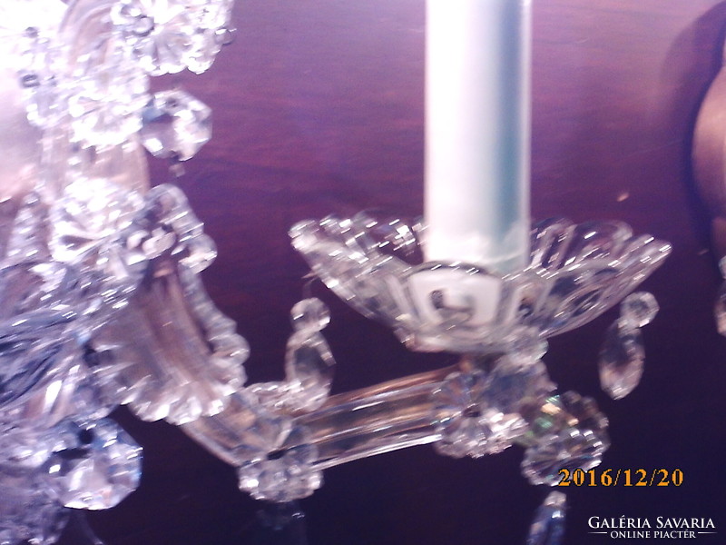 Pair of old crystal 2-arm wall levers