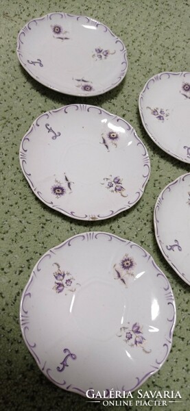 Never-before-seen, shielded, Zsolnay purple pattern, marked Zsolnay coffee coasters. Tüncibüncik.