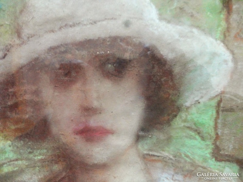 Unknown painter (ripple-Rhóna?): Lady in a hat