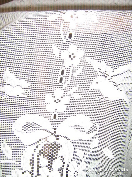 Gyönyörű virágkosaras madaras rojtos vitrázs csipke függöny
