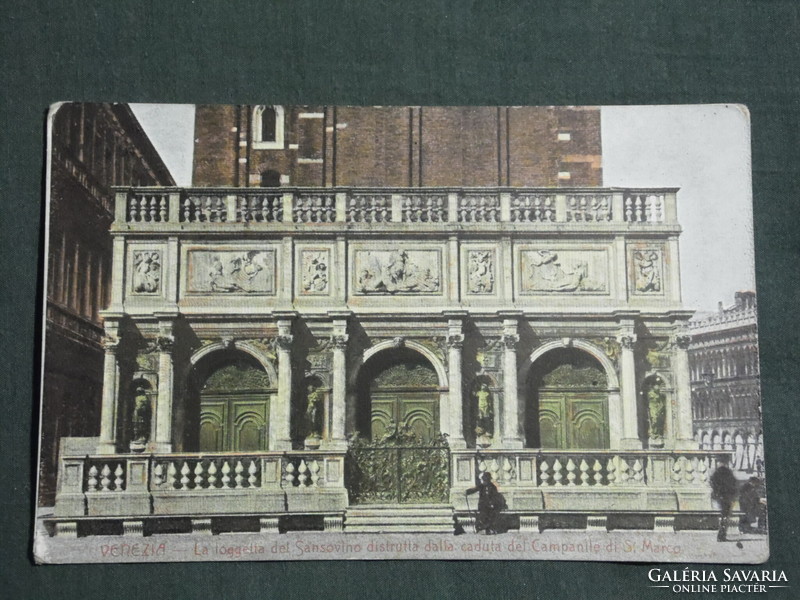 Postcard, Italy, Venice, sansovino's loggetta, panorama detail