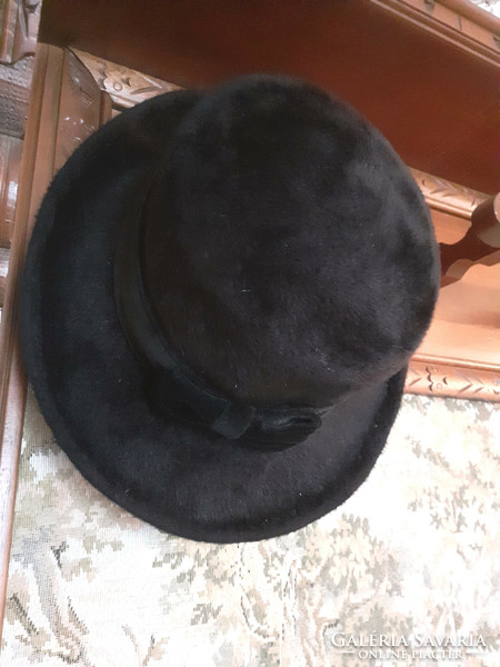 Black women's rabbit fur hat.