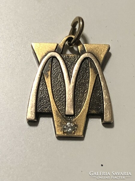 Mcdonalds 5 year service award pendant talisman 10k gold blown & diamond rare