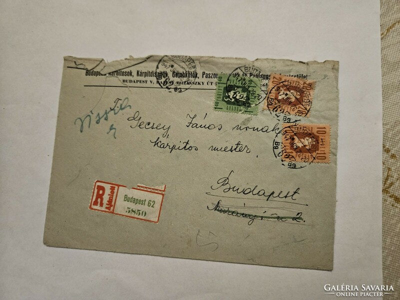 1947 registered letter from Budapest with unknown address