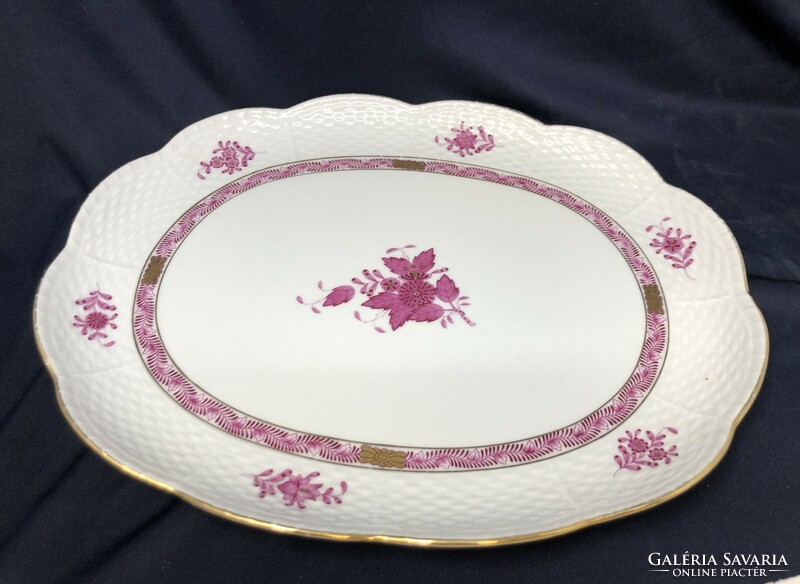 Herend Appony pattern purple large porcelain roasting dish, offering, table center rz