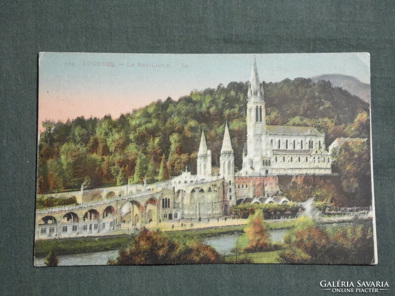 Képeslap, Postcard, Francia, Lourdes. La Basilique. LL, Dóm,templom,látkép részlet