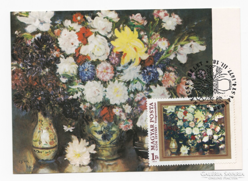 István Csók: flower still life - cm postcard