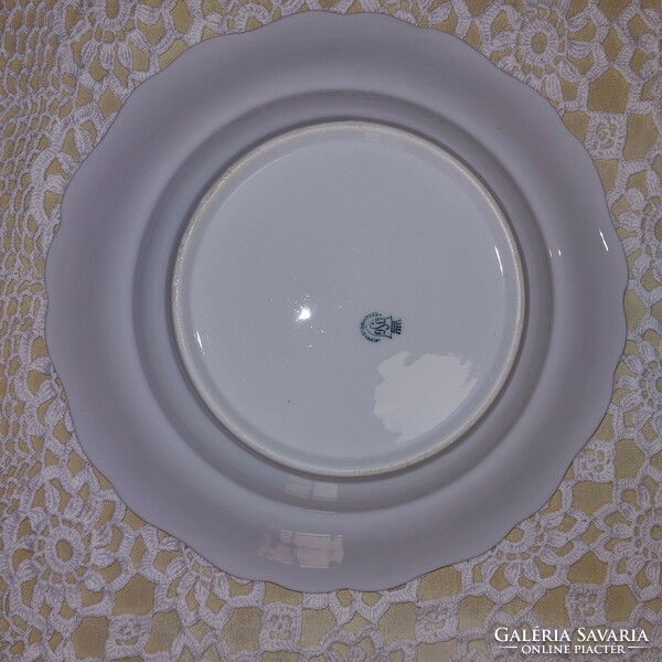 Régi fehér indamintás cseh porcelán, lapos tányér, 2db