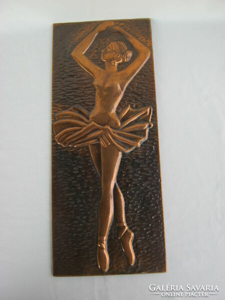 Ballerina girl copper wall picture decoration 45x18 cm