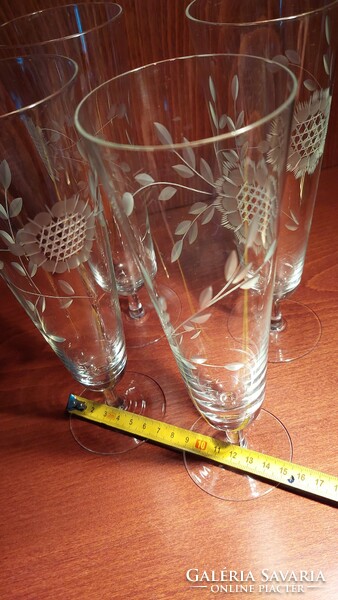 Retro csiszolt üveg pohár, 22cm magas darabáron