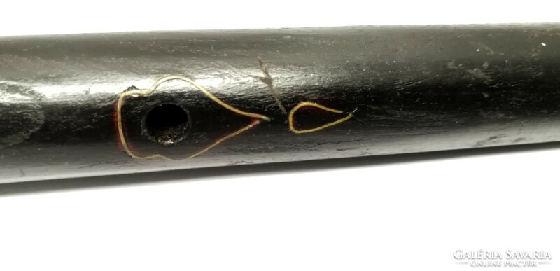 Inlaid flute made of antique black stained wood, exotic rarity