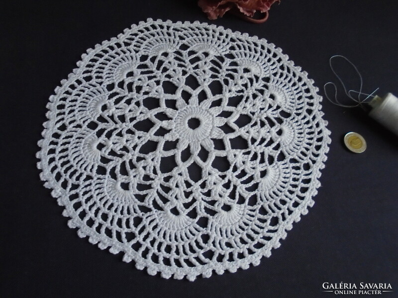 29 cm Diam. Thicker, mixed yarn crochet tablecloth, table centerpiece.