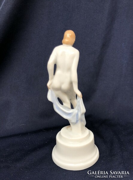 Herendi Léda női akt porcelán figura (10cm) RZ