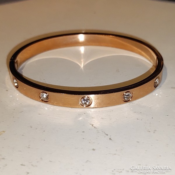 Cartier-style openable rose gold-plated steel bracelet