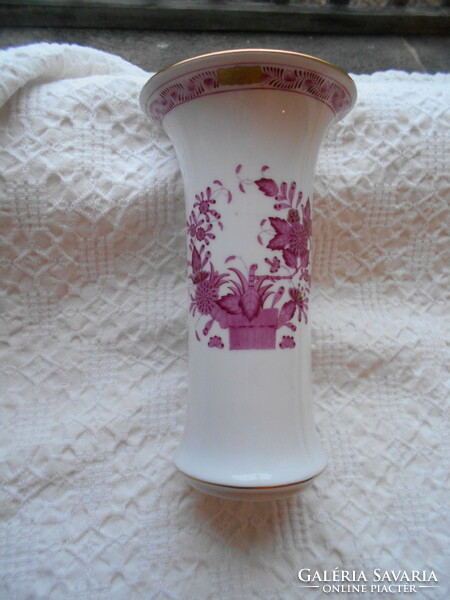 Indiai kosár mintával  váza   Herendi porcelán 15 cm