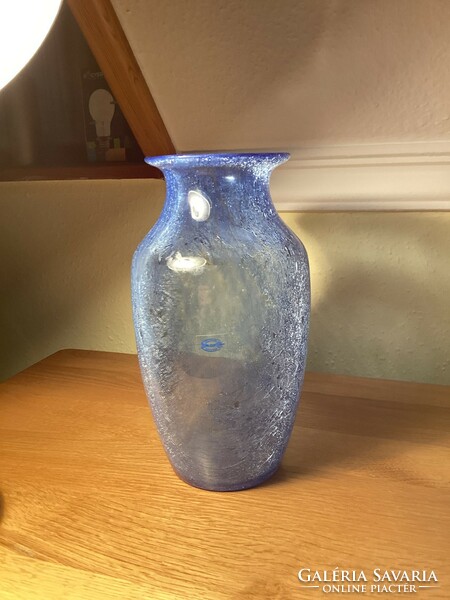 Blue veil glass vase from Karcagi berekfürdő 24 cm.