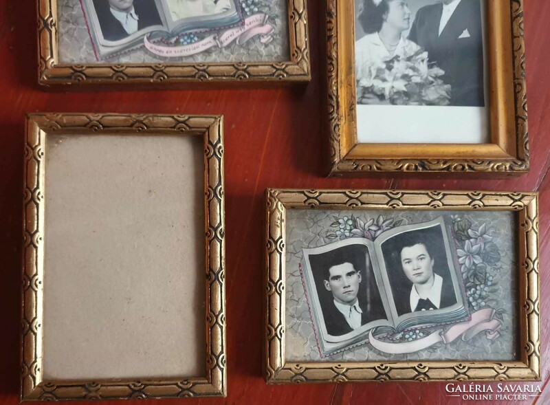 Old gilded frame photo frame with glass - photo frame