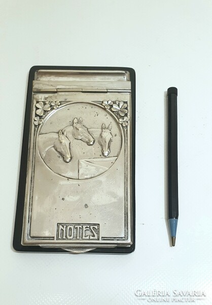 Art Nouveau, silver-plated horse notebook