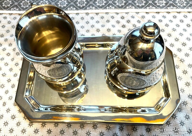 Silver-plated brass tea coffee sugar 3-piece set h.B.C. Ep with india mark