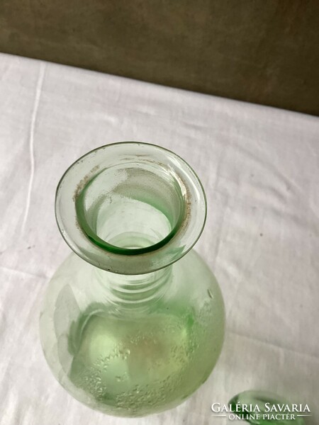 Régi zöld üveg butella 30 cm.