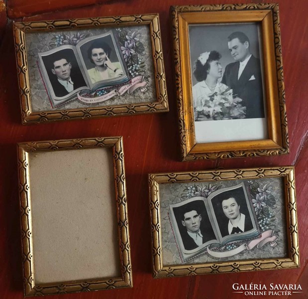 Old gilded frame photo frame with glass - photo frame
