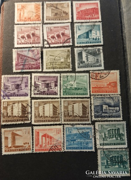 Stamp series 1951-1953 buildings series in small image size 2 series Hungarian post office