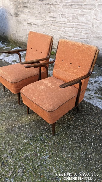 Retro armchairs with bent arms