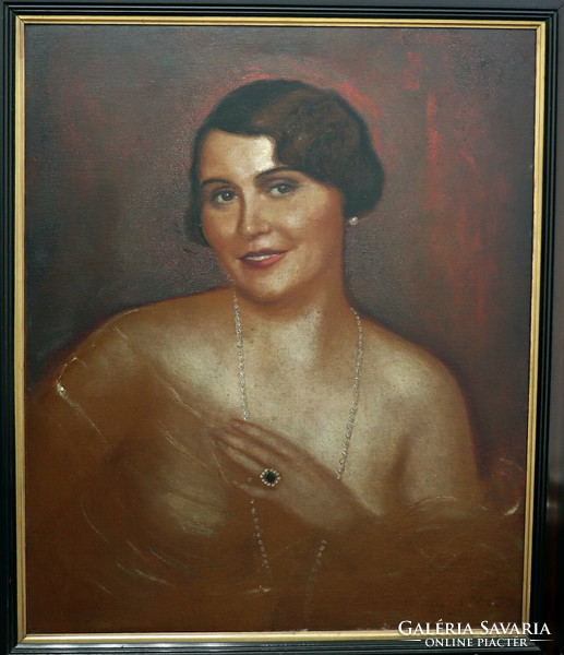 Art deco female portrait, marked, 1933.