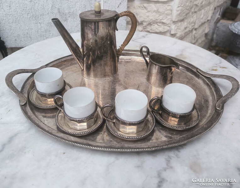 Leàraztam !Antique art nouveau coffee set mocha silver type luxury coffee making porcelain cup.