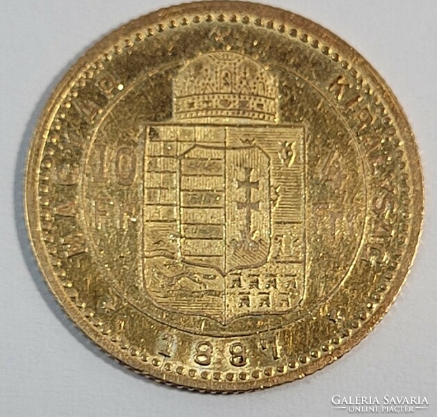 Arany 4 Forint / 10 Frank 1887 Ferenc József