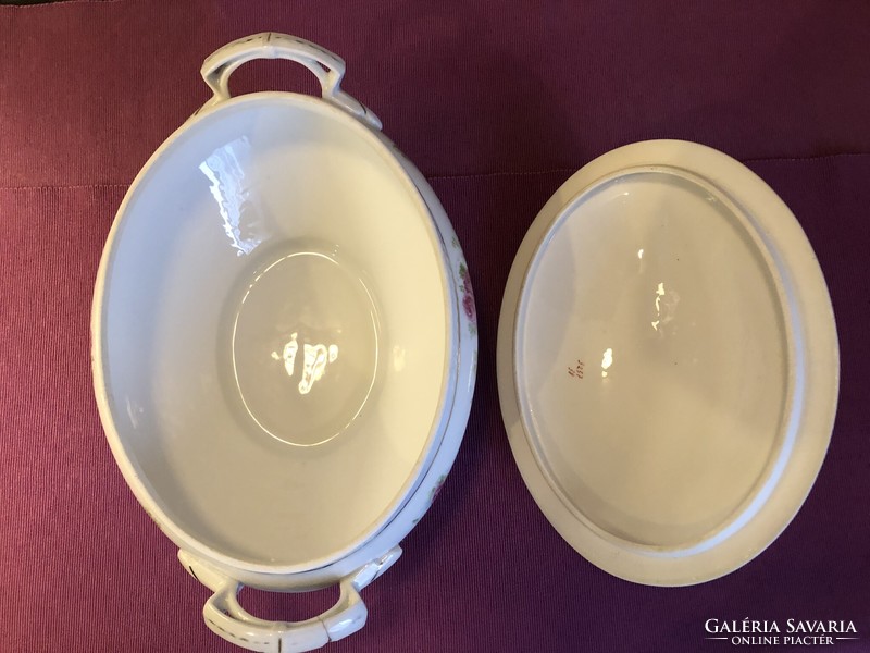 Old porcelain soup bowl with base