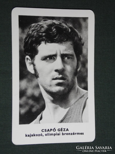Kártyanaptár,Sportpropaganda,Olimpia bajnokok,Csapó Géza kajakozó bronzérmes,1973,   (5)