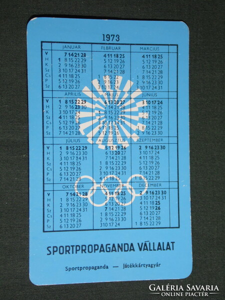 Kártyanaptár,Sportpropaganda,Olimpia bajnokok,Gyarmati Andrea úszó,ezüst bronzérmes, 1973,   (5)