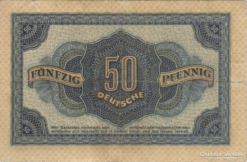 50 pfennig 1948 Németország 2 jegyű sorozat és 6 jegyű sorszám Ritka