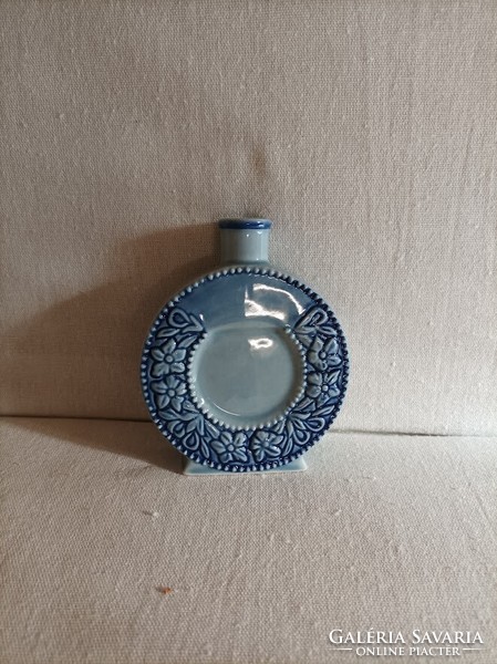 Antique blue porcelain brandy bottle with number
