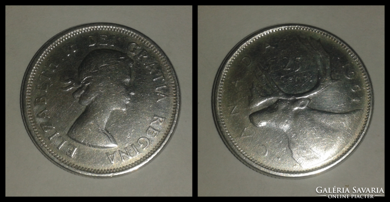 Canada silver 25 cents, 1961